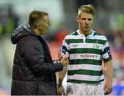 13 September 2013; Shamrock Rovers manager Trevor Croly speaks with Richie Ryan during the game. FAI Ford Cup Quarter-Final, St Patrick’s Athletic v Shamrock Rovers, Richmond Park, Dublin. Picture credit: David Maher / SPORTSFILE