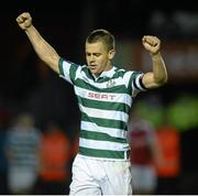 13 September 2013; Shane Robinson, Shamrock Rovers, celebrates at the end of the game. FAI Ford Cup Quarter-Final, St Patrick’s Athletic v Shamrock Rovers, Richmond Park, Dublin. Picture credit: David Maher / SPORTSFILE