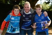 14 September 2013; Leinster fans Sean Hussey, aged 12, left, from Cherrywood, Dublin, David Lennihan and Rob Lennihan, aged 12, from Cabinteely, Dublin, at the game. Celtic League 2013/14, Round 2, Leinster v Ospreys, RDS, Ballsbridge, Dublin. Photo by Sportsfile