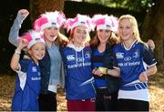 14 September 2013; Leinster fans, left to right, Abigail Walsh, aged 10, from Sandyford, Millie Farrar, aged 13, from Rathfarnam, Gemma Walsh, aged 13, from Sandyford, Avril Cullin, aged 13, and Aisling Ellis, aged 13, both from Dundrum, Dublin, ahead of the game. Celtic League 2013/14, Round 2, Leinster v Ospreys, RDS, Ballsbridge, Dublin. Photo by Sportsfile