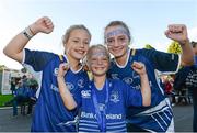 14 September 2013; Leinster fans, left to right, Abigail Walsh, aged 10, from Sandyford, Ava Maleady, aged 8, and Isabelle Maleady, aged 11, both from Dundrum, Dublin, ahead of the game. Celtic League 2013/14, Round 2, Leinster v Ospreys, RDS, Ballsbridge, Dublin. Photo by Sportsfile
