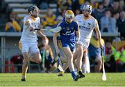 14 September 2013; Aaron Cunningham, Clare, in action against Jackson McGreevey, left, and Eoghan Campbell, Antrim. Bord Gáis Energy GAA Hurling Under 21 All-Ireland 'A' Championship Final, Antrim v Clare, Semple Stadium, Thurles, Co. Tipperary. Picture credit: Brendan Moran / SPORTSFILE