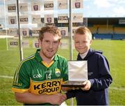 14 September 2013; Kerry's Pádraig Boyle is presented with the Man of the Match by Tomás Gaughan, from Ashburn, Co. Meath. Bord Gáis Energy GAA Hurling Under 21 All-Ireland 'B' Championship Final, Kerry v Kildare, Semple Stadium, Thurles, Co. Tipperary.