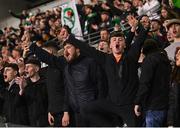 29 March 2024; Shamrock Rovers supporters celebrate after the SSE Airtricity Men's Premier Division match between Shamrock Rovers and Bohemians at Tallaght Stadium in Dublin. Photo by David Fitzgerald/Sportsfile