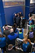 29 March 2024; Leinster players Ed Byrne, Garry Ringrose and Ciarán Frawley in Autograph Alley before the United Rugby Championship match between Leinster and Vodacom Bulls at the RDS Arena in Dublin. Photo by Seb Daly/Sportsfile