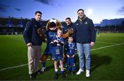 29 March 2024; Leinster players Brian Deeny, Scott Penny and James Ryan and Leo the Lion with match day mascots Liam Alejandro Shirley and Ciarán Kirrane before the United Rugby Championship match between Leinster and Vodacom Bulls at the RDS Arena in Dublin. Photo by Harry Murphy/Sportsfile