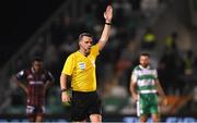 29 March 2024; Referee Rob Harvey during the SSE Airtricity Men's Premier Division match between Shamrock Rovers and Bohemians at Tallaght Stadium in Dublin. Photo by Stephen McCarthy/Sportsfile