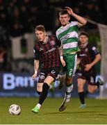 29 March 2024; Danny Grant of Bohemians in action against Josh Honohan of Shamrock Rovers during the SSE Airtricity Men's Premier Division match between Shamrock Rovers and Bohemians at Tallaght Stadium in Dublin. Photo by Stephen McCarthy/Sportsfile