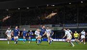 29 March 2024; Jack Conan of Leinster on his way to scoring his side's sixth try during the United Rugby Championship match between Leinster and Vodacom Bulls at the RDS Arena in Dublin. Photo by Seb Daly/Sportsfile