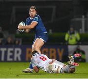 29 March 2024; James Lowe of Leinster is tackled by Marcell Coetzee of Vodacom Bulls during the United Rugby Championship match between Leinster and Vodacom Bulls at the RDS Arena in Dublin. Photo by Seb Daly/Sportsfile