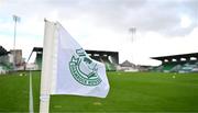30 March 2024; A general view of a corner flag before the SSE Airtricity Women's Premier Division match between Shamrock Rovers and Treaty United at Tallaght Stadium in Dublin. Photo by Tyler Miller/Sportsfile