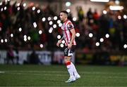 29 March 2024; Jordan McEneff of Derry City during the SSE Airtricity Men's Premier Division match between Derry City and Galway United at The Ryan McBride Brandywell Stadium in Derry. Photo by Ben McShane/Sportsfile