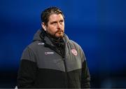 29 March 2024; Derry City manager Ruaidhrí Higgins before the SSE Airtricity Men's Premier Division match between Derry City and Galway United at The Ryan McBride Brandywell Stadium in Derry. Photo by Ben McShane/Sportsfile