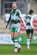 30 March 2024; Shauna Fox of Shamrock Rovers warms-up before the SSE Airtricity Women's Premier Division match between Shamrock Rovers and Treaty United at Tallaght Stadium in Dublin. Photo by Tyler Miller/Sportsfile
