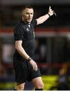 29 March 2024; Referee Damien MacGraith during the SSE Airtricity Men's Premier Division match between Shelbourne and Dundalk at Tolka Park in Dublin. Photo by Tyler Miller/Sportsfile