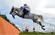 30 March 2024; Western Zara, with Conor Stone-Walsh up, jump the last during the first circuit during the BoyleSports Mares Handicap Steeplechase on day one of the Fairyhouse Easter Festival at Fairyhouse Racecourse in Ratoath, Meath. Photo by Seb Daly/Sportsfile