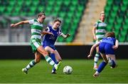 30 March 2024; Joy Ralph of Shamrock Rovers in action against Cara Griffin of Treaty United during the SSE Airtricity Women's Premier Division match between Shamrock Rovers and Treaty United at Tallaght Stadium in Dublin. Photo by Tyler Miller/Sportsfile