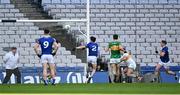 30 March 2024; Ben Dempsey of Laois scores his side's first goal during the Allianz Football League Division 4 final match between Laois and Leitrim at Croke Park in Dublin. Photo by Ramsey Cardy/Sportsfile