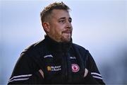 30 March 2024; Tyrone manager Stevie McGarry reacts to a missed opportunity late on in the Allianz Hurling League Division 2B final match between Derry and Tyrone at the Derry GAA Centre of Excellence in Owenbeg, Derry. Photo by Ben McShane/Sportsfile