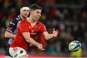 30 March 2024; Jack Crowley of Munster during the United Rugby Championship match between Munster and Cardiff at Thomond Park in Limerick. Photo by Brendan Moran/Sportsfile