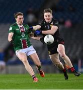 30 March 2024; Jonathan Lynam of Westmeath in action against Odhran Murdock of Down during the Allianz Football League Division 3 final match between Down and Westmeath at Croke Park in Dublin. Photo by Ramsey Cardy/Sportsfile