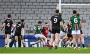 30 March 2024; Jonathan Lynam of Westmeath, 10, shoots to score his side's second goal during the Allianz Football League Division 3 final match between Down and Westmeath at Croke Park in Dublin. Photo by Ramsey Cardy/Sportsfile