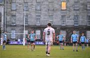 30 March 2024; UCD Players look on dejected during their side's defeat in the annual Men’s Rugby Colours match between Dublin University and UCD at College Park in Trinity College, Dublin. Photo by Sam Barnes/Sportsfile