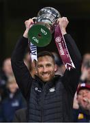 30 March 2024; Westmeath captain Kevin Maguire lifts the trophy after winning the Allianz Football League Division 3 final match between Down and Westmeath at Croke Park in Dublin. Photo by Ramsey Cardy/Sportsfile