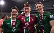 30 March 2024; Westmeath players, from left, Stephen Smith, Jason Daly and Ray Connellan after their side's victory in the Allianz Football League Division 3 final match between Down and Westmeath at Croke Park in Dublin. Photo by Shauna Clinton/Sportsfile