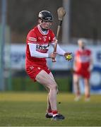 30 March 2024; Ruairí Ó Mianáin of Derry during the Allianz Hurling League Division 2B final match between Derry and Tyrone at the Derry GAA Centre of Excellence in Owenbeg, Derry. Photo by Ben McShane/Sportsfile