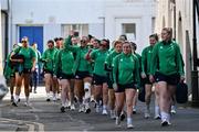 31 March 2024; Ireland players arrive before the Women's Six Nations Rugby Championship match between Ireland and Italy at the RDS Arena in Dublin. Photo by Harry Murphy/Sportsfile
