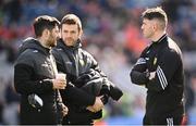 31 March 2024; Injured Donegal players, from left, Ryan McHugh, Eoghán Bán Gallagher and Patrick McBrearty before the Allianz Football League Division 2 Final match between Armagh and Donegal at Croke Park in Dublin. Photo by Ramsey Cardy/Sportsfile