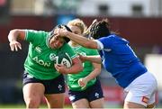 31 March 2024; Christy Haney of Ireland is tackled by Ilaria Arrighetti of Italy during the Women's Six Nations Rugby Championship match between Ireland and Italy at the RDS Arena in Dublin. Photo by Harry Murphy/Sportsfile