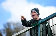 31 March 2024; Fermanagh manager Joe Baldwin reacts during the Allianz Hurling League Division 3B Final match between Fermanagh and Warwickshire at St Joseph's Park in Ederney, Fermanagh. Photo by Sam Barnes/Sportsfile