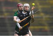 31 March 2024; Niall Kilcullen of Sligo in action against Liam Lavin of Mayo during the Allianz Hurling League Division 3A Final match between Mayo and Sligo at Hastings Insurance MacHale Park in Castlebar, Mayo. Photo by Tyler Miller/Sportsfile