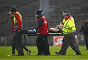 31 March 2024; Fionn Moylan of Sligo is stretchered off the pitch after picking up an injury during the Allianz Hurling League Division 3A Final match between Mayo and Sligo at Hastings Insurance MacHale Park in Castlebar, Mayo. Photo by Tyler Miller/Sportsfile