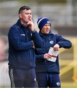 31 March 2024; Laois manager Willie Maher, left, and selector Eamon Jackson during the Allianz Hurling League Division 2A Final match between Carlow and Laois at Netwatch Cullen Park in Carlow. Photo by Ben McShane/Sportsfile
