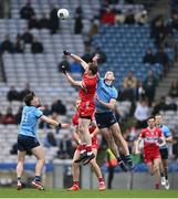 31 March 2024; Brendan Rogers of Derry and Brian Fenton of Dublin during the Allianz Football League Division 1 Final match between Dublin and Derry at Croke Park in Dublin. Photo by Ramsey Cardy/Sportsfile