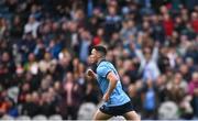 31 March 2024; Colm Basquel of Dublin celebrates after scoring his side's first goal during the Allianz Football League Division 1 Final match between Dublin and Derry at Croke Park in Dublin. Photo by Ramsey Cardy/Sportsfile
