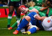 31 March 2024; Aoife Wafer of Ireland celebrates her side's second try during the Women's Six Nations Rugby Championship match between Ireland and Italy at the RDS Arena in Dublin. Photo by Harry Murphy/Sportsfile