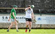 31 March 2024; Ian Dwyer of Warwickshire leaves the field after being shown a red card during the Allianz Hurling League Division 3B Final match between Fermanagh and Warwickshire at St Joseph's Park in Ederney, Fermanagh. Photo by Sam Barnes/Sportsfile