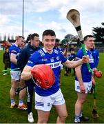 31 March 2024; Fiachra Fennell of Laois celebrates after the Allianz Hurling League Division 2A Final match between Carlow and Laois at Netwatch Cullen Park in Carlow. Photo by Ben McShane/Sportsfile