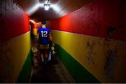 31 March 2024; David Dooley of Laois makes his way back to the dressing room with the cup after the Allianz Hurling League Division 2A Final match between Carlow and Laois at Netwatch Cullen Park in Carlow. Photo by Ben McShane/Sportsfile