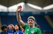 31 March 2024; Sam Monaghan of Ireland after her side's defeat in during the Women's Six Nations Rugby Championship match between Ireland and Italy at the RDS Arena in Dublin. Photo by Harry Murphy/Sportsfile