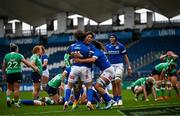 31 March 2024; Sofia Stefan of Italy with teammates after her side's victory in the Women's Six Nations Rugby Championship match between Ireland and Italy at the RDS Arena in Dublin. Photo by Harry Murphy/Sportsfile