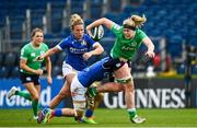 31 March 2024; Sam Monaghan of Ireland is tackled by Ilaria Arrighetti of Italy during the Women's Six Nations Rugby Championship match between Ireland and Italy at the RDS Arena in Dublin. Photo by Harry Murphy/Sportsfile