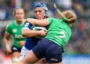 31 March 2024; Gaia Maris of Italy is tackled by Neve Jones of Ireland during the Women's Six Nations Rugby Championship match between Ireland and Italy at the RDS Arena in Dublin. Photo by Harry Murphy/Sportsfile
