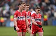31 March 2024; Shane McGuigan of Derry leaves the pitch at the end of normal time in the Allianz Football League Division 1 Final match between Dublin and Derry at Croke Park in Dublin. Photo by Ramsey Cardy/Sportsfile