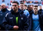 31 March 2024; Brian Howard of Dublin, centre, after his side's defeat in the Allianz Football League Division 1 Final match between Dublin and Derry at Croke Park in Dublin. Photo by Piaras Ó Mídheach/Sportsfile