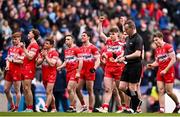 31 March 2024; The Derry team celebrate winning the Allianz Football League Division 1 Final match between Dublin and Derry at Croke Park in Dublin. Photo by Ramsey Cardy/Sportsfile